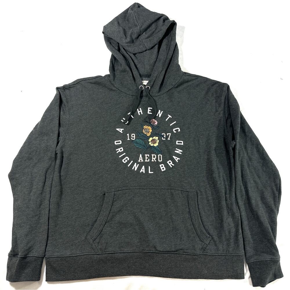 Aeropostale Fleece Hoodie Sweatshirt Gray Womens Sz XL Pullover Embroidered - Picture 3 of 11